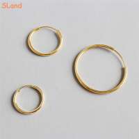 SLand Jewelry Manufacturer direct wholesale high polished Round circle gold plated sterling silver tube hoop earrings for Women